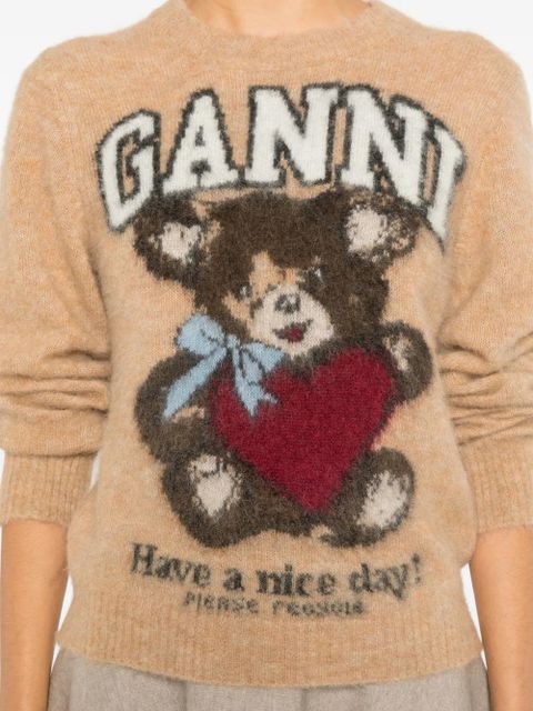 GANNI patterned-jacquard sweater - Brown