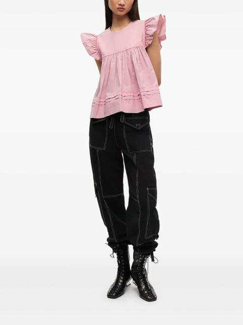 GANNI stretch-cotton blouse - Pink
