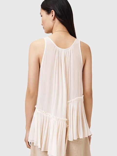 AllSaints bluzka RACH damska kolor beżowy gładka W029PC