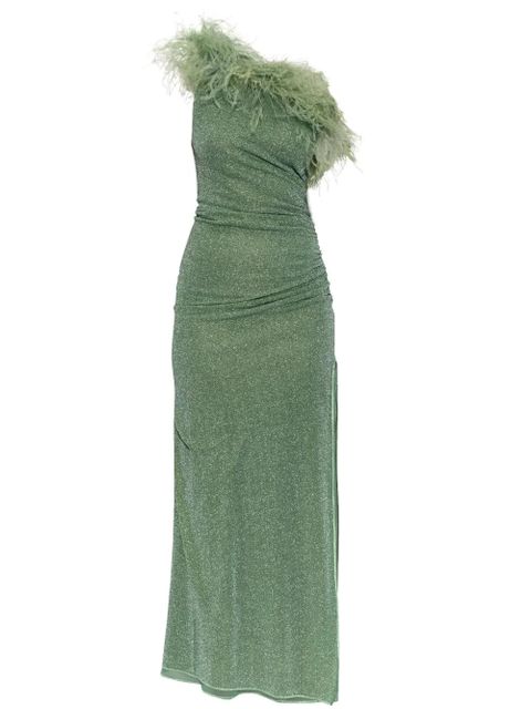 Oséree feather-trimmed gown - Green - zdjęcie produktu nr 1