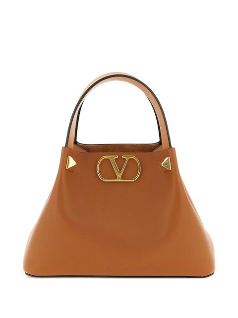 Valentino Garavani small studded V-logo leather tote bag - Brown - zdjęcie produktu nr 1