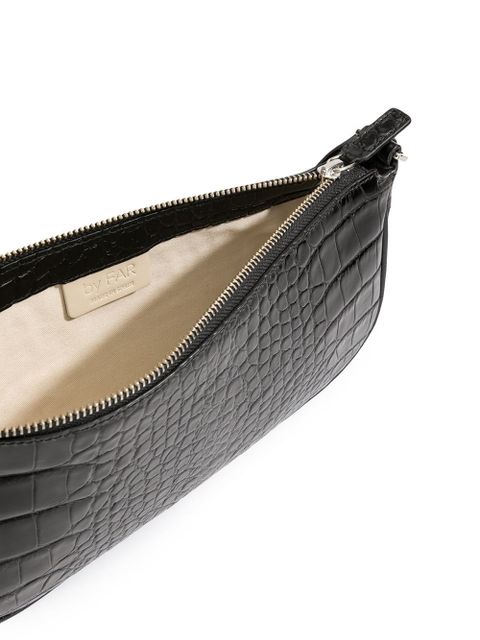 BY FAR Rachel croc-effect shoulder bag - Black