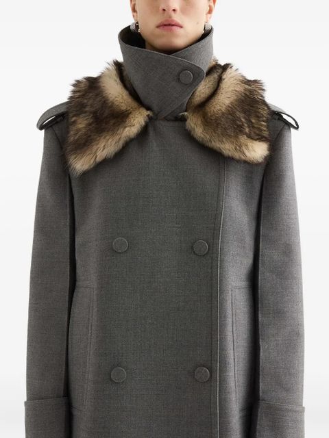 Jil Sander fur collar double-breasted coat - Grey - zdjęcie produktu nr 2