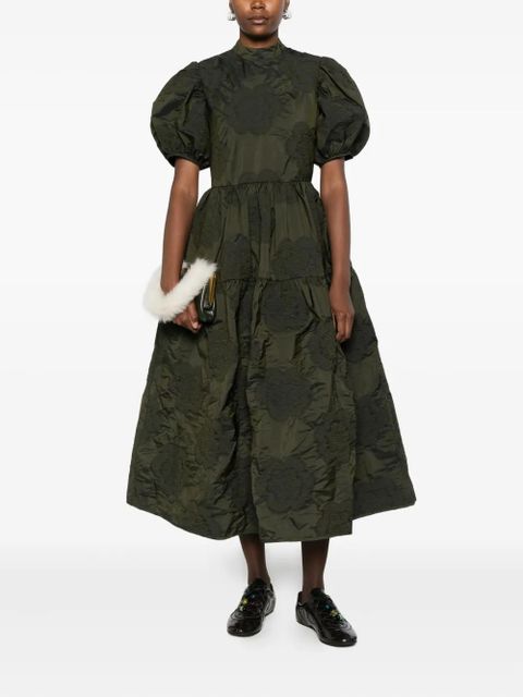 Cecilie Bahnsen Kelly puff-sleeve tiered midi dress - Green - zdjęcie produktu nr 2