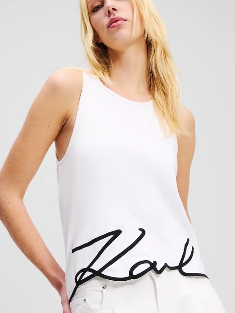 Karl Lagerfeld top bawełniany kolor biały A2W17066