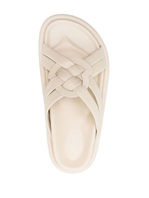 Moncler Bell interwoven-straps slides - Neutrals