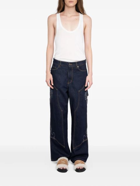 Zadig&Voltaire embroidered-details wide-leg jeans - Blue