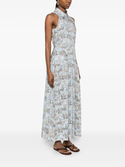 STAUD Romy polo-collar maxi dress - Blue