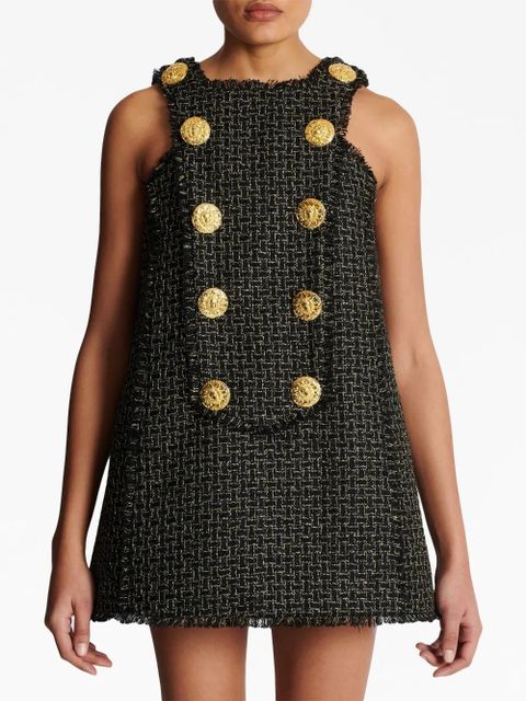 Balmain 10-Buttons Swing tweed dress - Black