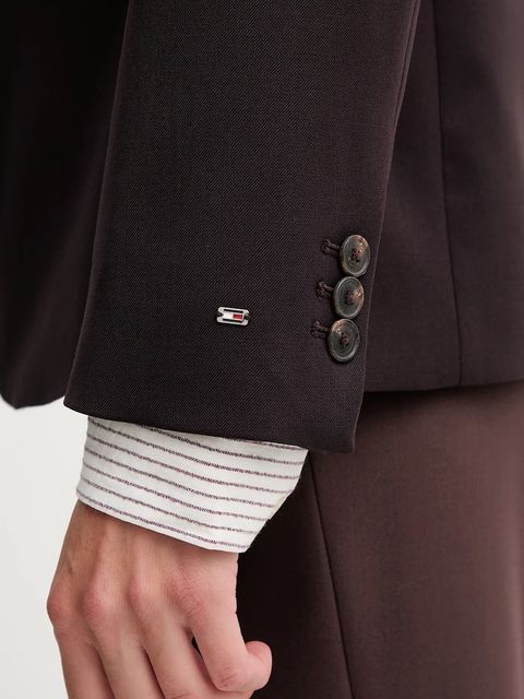 Tommy Hilfiger marynarka z dodatkiem wełny kolor bordowy jednorzędowa gładka WW0WW46662