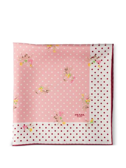 Prada printed silk twill scarf 55 - Pink - zdjęcie produktu nr 2