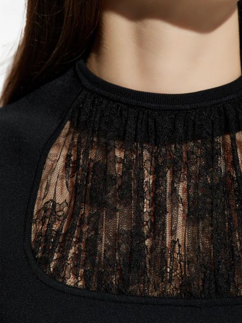 Alexander McQueen lace-detail peplum-hem blouse - Black