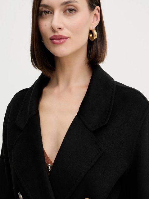 Fracomina płaszcz z wełną kolor czarny FR25WC1001W80201