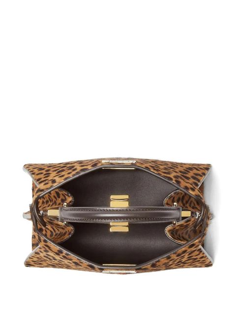 FENDI petite Peekaboo ISeeU leopard-print tote bag - Brown