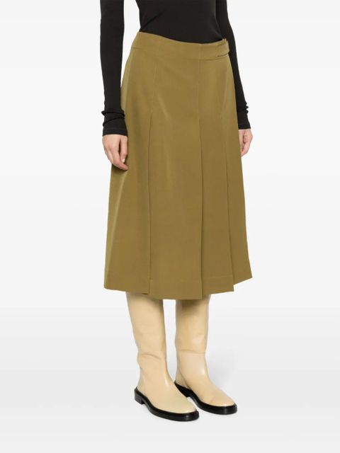 LEMAIRE pleated wool wrap skirt - Green