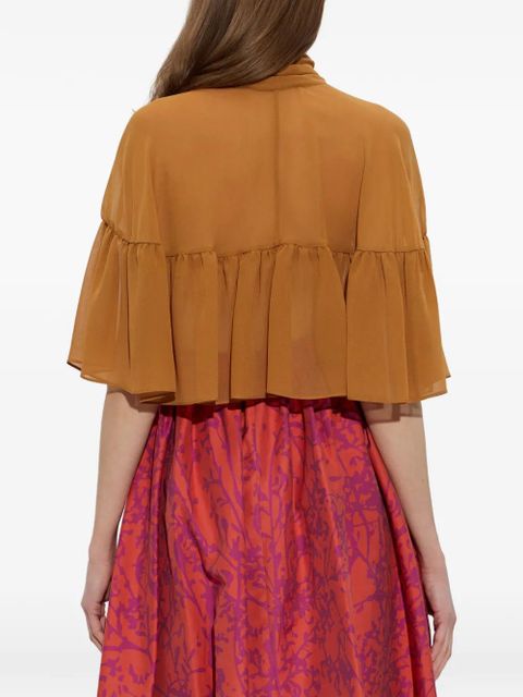 Max Mara tie neck ruffled jacket - Brown