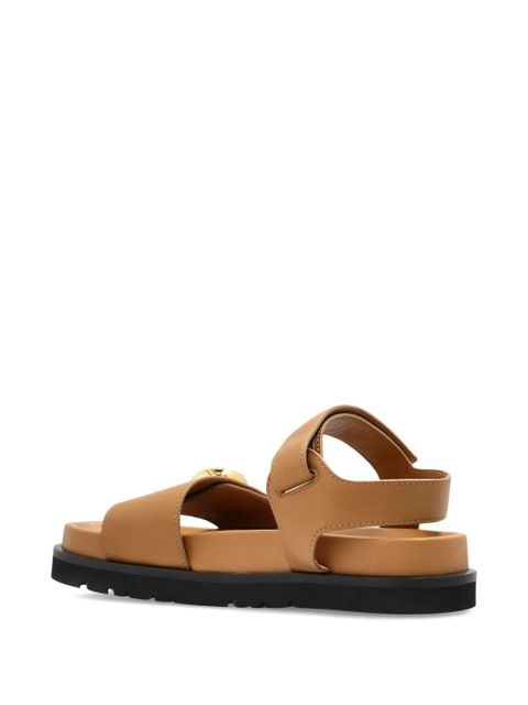 LOEWE leather button-embellished sandals - Brown