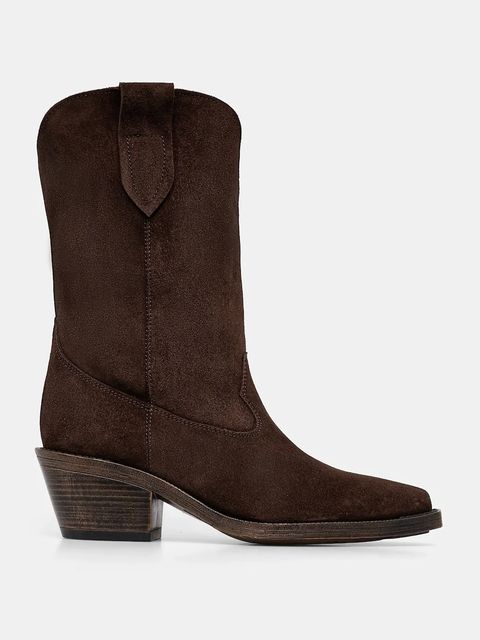 Answear.LAB botki zamszowe kolor brązowy na słupku