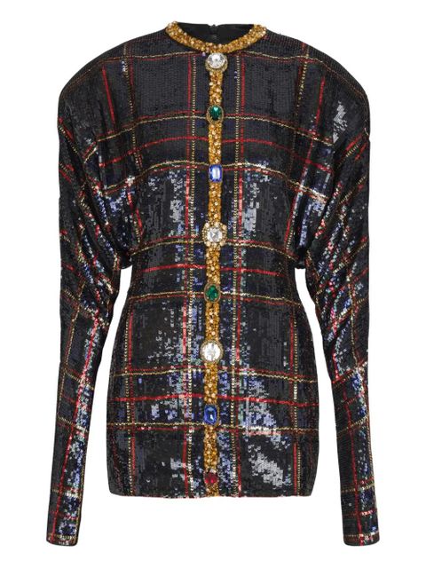 Balmain sequin-embellished plaid dress - Black - zdjęcie produktu nr 1