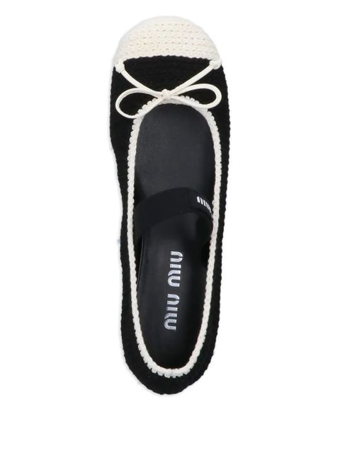 Miu Miu crochet-bow ballet flats - Black