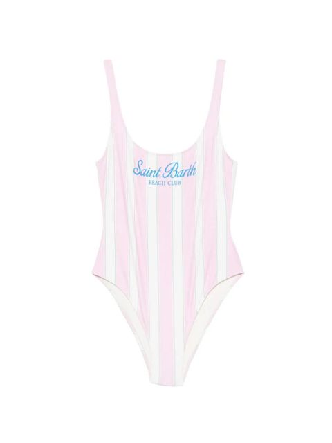 MC2 Saint Barth striped logo-print swimsuit - Pink - zdjęcie produktu nr 1