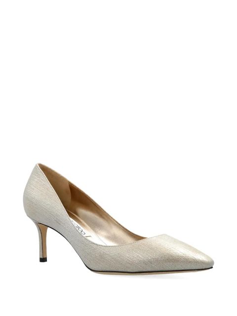 Jimmy Choo Romy metallic leather pointed-toe heels - Neutrals