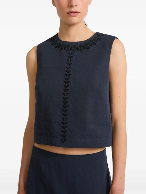 Yves Salomon embroidered top - Blue