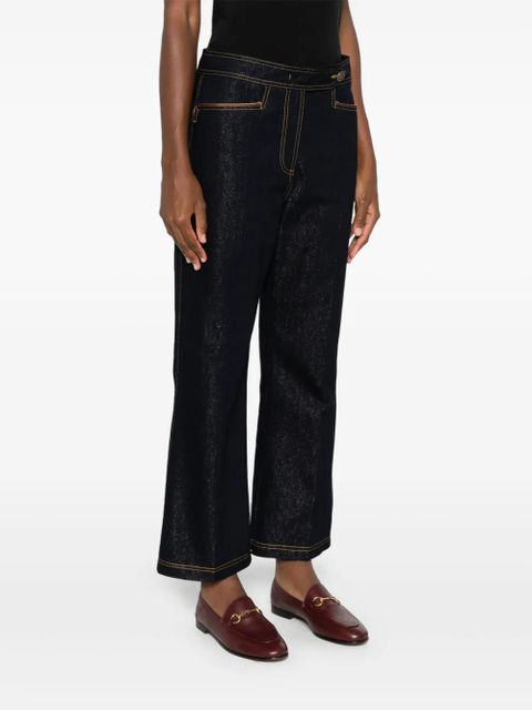ETRO Pegaso-buttons cropped jeans - Blue