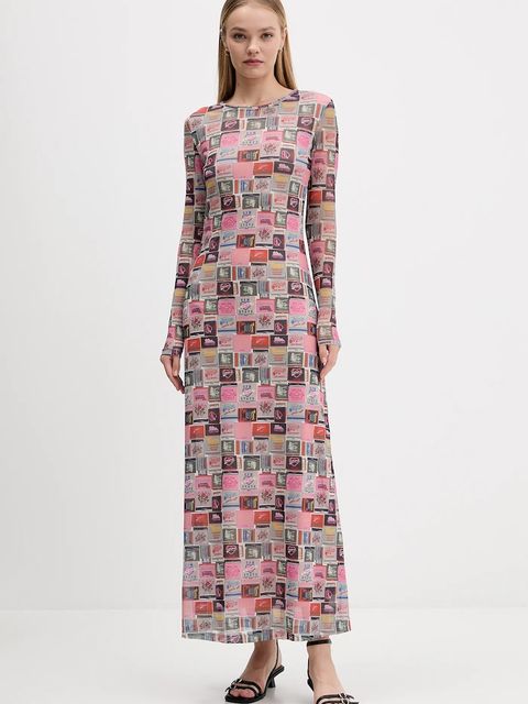 Tommy Jeans sukienka kolor różowy maxi rozkloszowana DW0DW21511 - zdjęcie produktu nr 1