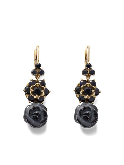 Dolce & Gabbana 18K yellow gold Sicily black sapphire and jade earrings - zdjęcie produktu nr 1