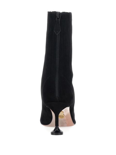 Aquazzura pointed toe zip suede boots - Black