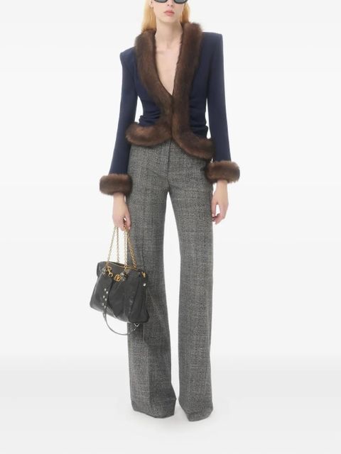 Valentino Garavani fur-trimmed crepe blazer - Blue - zdjęcie produktu nr 2