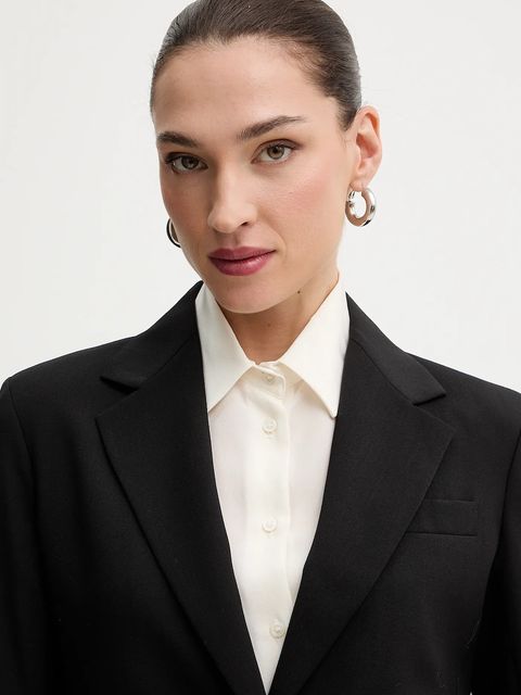 Weekend Max Mara marynarka wełniana LAMINE kolor czarny jednorzędowa gładka 2615041071600 - zdjęcie produktu nr 2