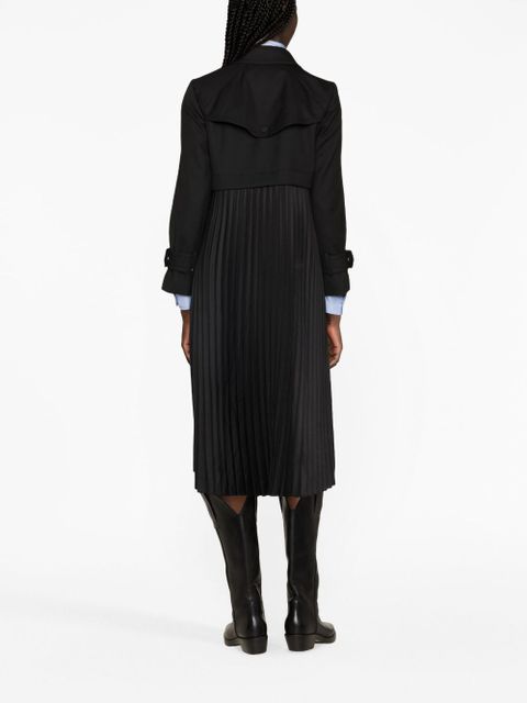 SANDRO pleated gabardine trench coat - Black