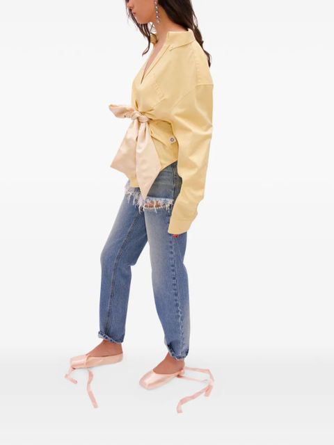 AREA satin-knot Oxford shirt - Yellow