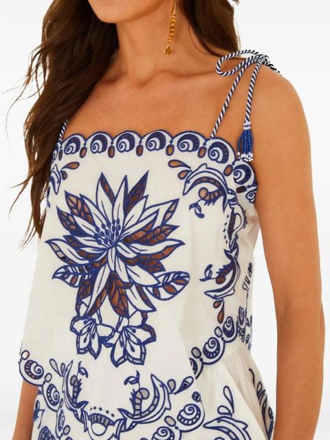 FARM Rio garden tiles richelieu blouse - White