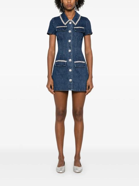 Self-Portrait collared denim mini dress - Blue - zdjęcie produktu nr 2