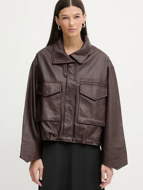 AllSaints kurtka skórzana CLAY kolor czerwony przejściowa W108LD - zdjęcie produktu nr 1