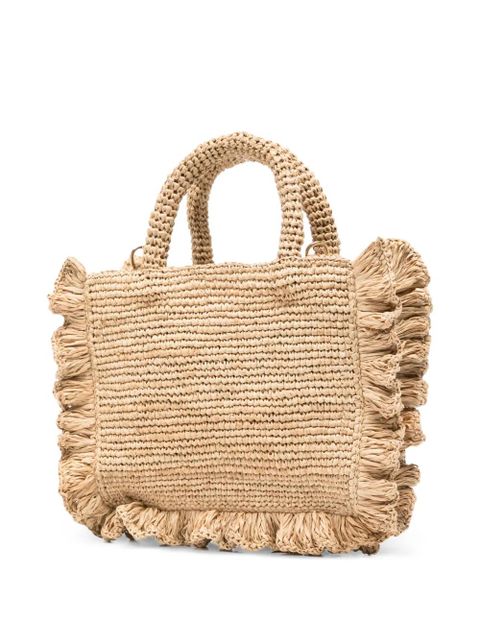 MC2 Saint Barth mini Volant ruffled-trim embroidered tote bag - Neutrals
