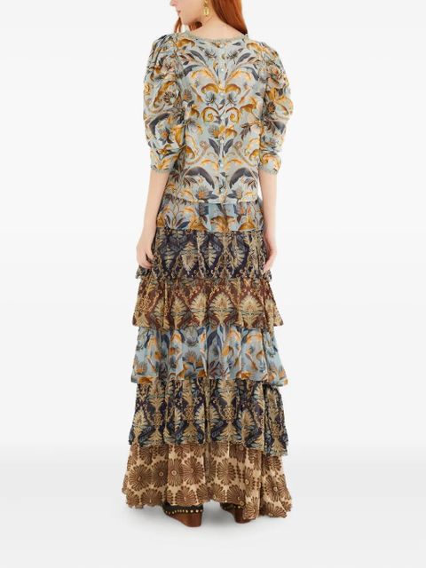 FARM Rio ruffled tiered skirt - Brown