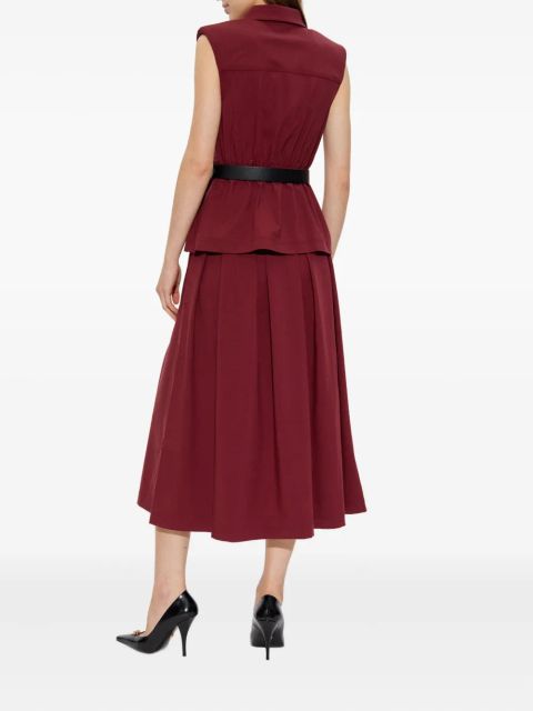 Self-Portrait belted pleated dress - Red