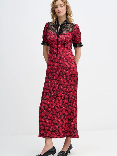 Never Fully Dressed sukienka Cherry Lyla kolor czerwony maxi prosta NFDDR3187 - zdjęcie produktu nr 2