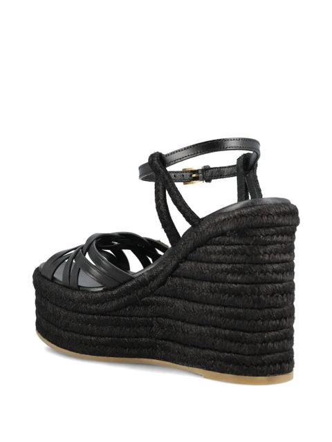 Valentino Garavani Rockstud woven wedge sandals - Black