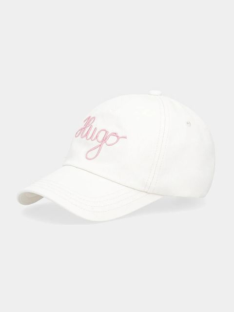HUGO czapka z daszkiem bawełniana kolor biały z aplikacją 50546591 - zdjęcie produktu nr 1