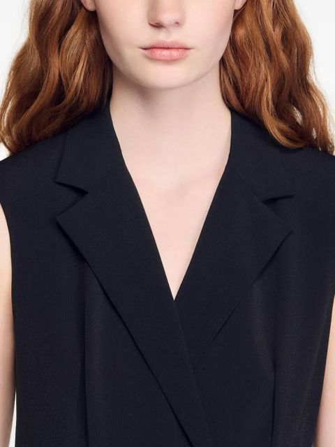 SANDRO pleated lace midi dress - Black