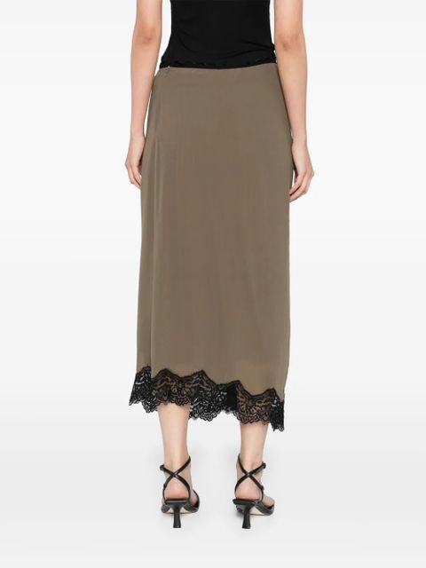 Christopher Esber lace-crimped skirt - Green