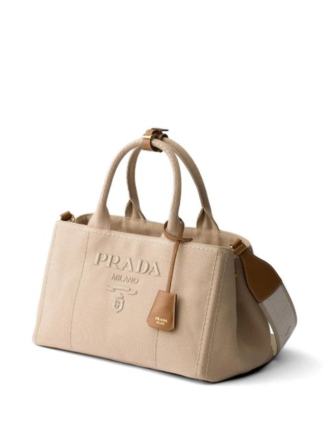 Prada Jardinière large cotton canvas handbag - Neutrals