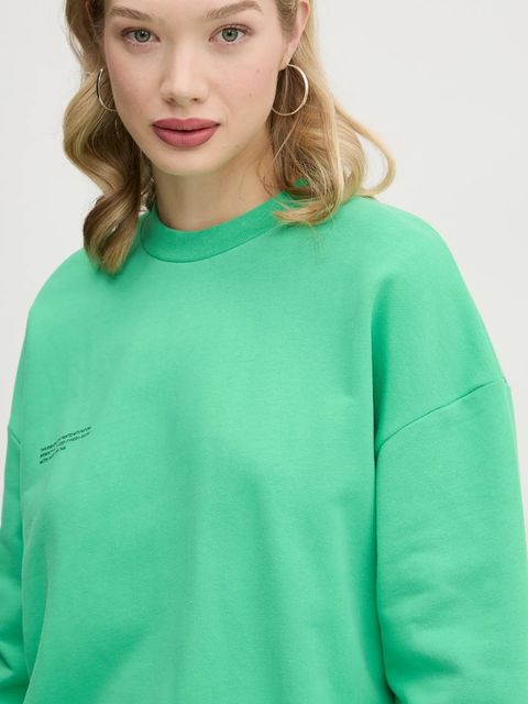 Pangaia bluza bawełniana kolor zielony z nadrukiem