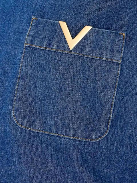 Valentino Garavani V-neck pocket logo-plaque shirt - Blue
