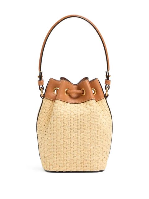 Valentino Garavani mini VLogo Signature embroidered bucket bag - Neutrals